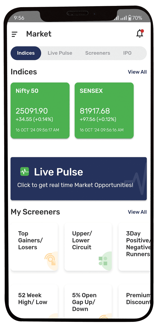 Mangal Keshav mobile app with portrait trading view for investors